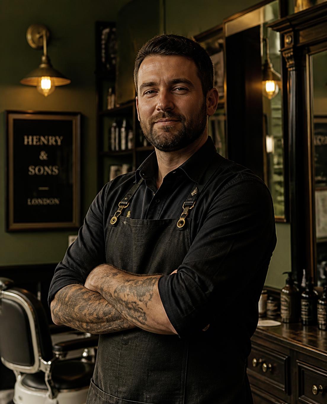 Karl Bullock, barber at Bullock Co Ltd